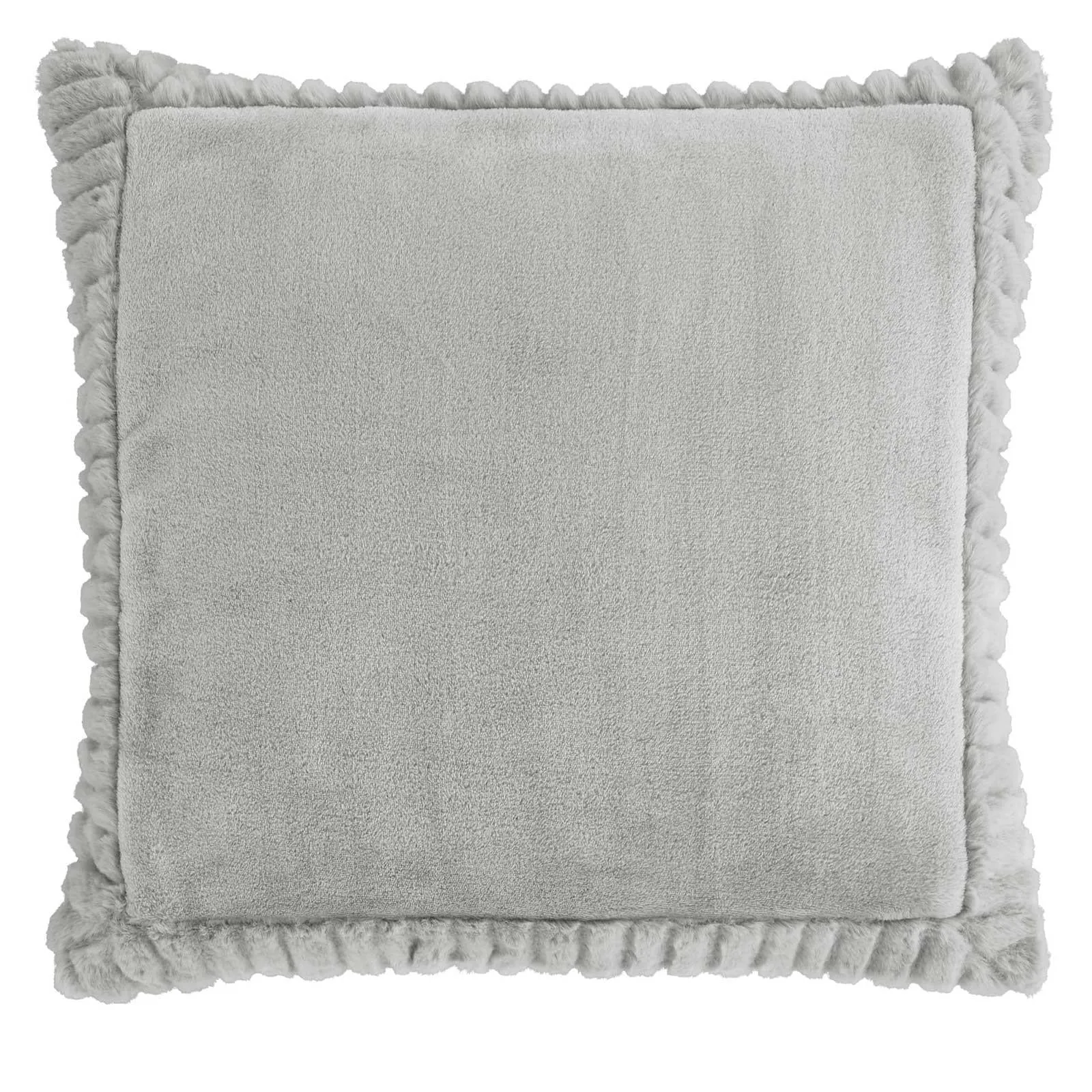 Velvet and Faux Fur Cushion Silver