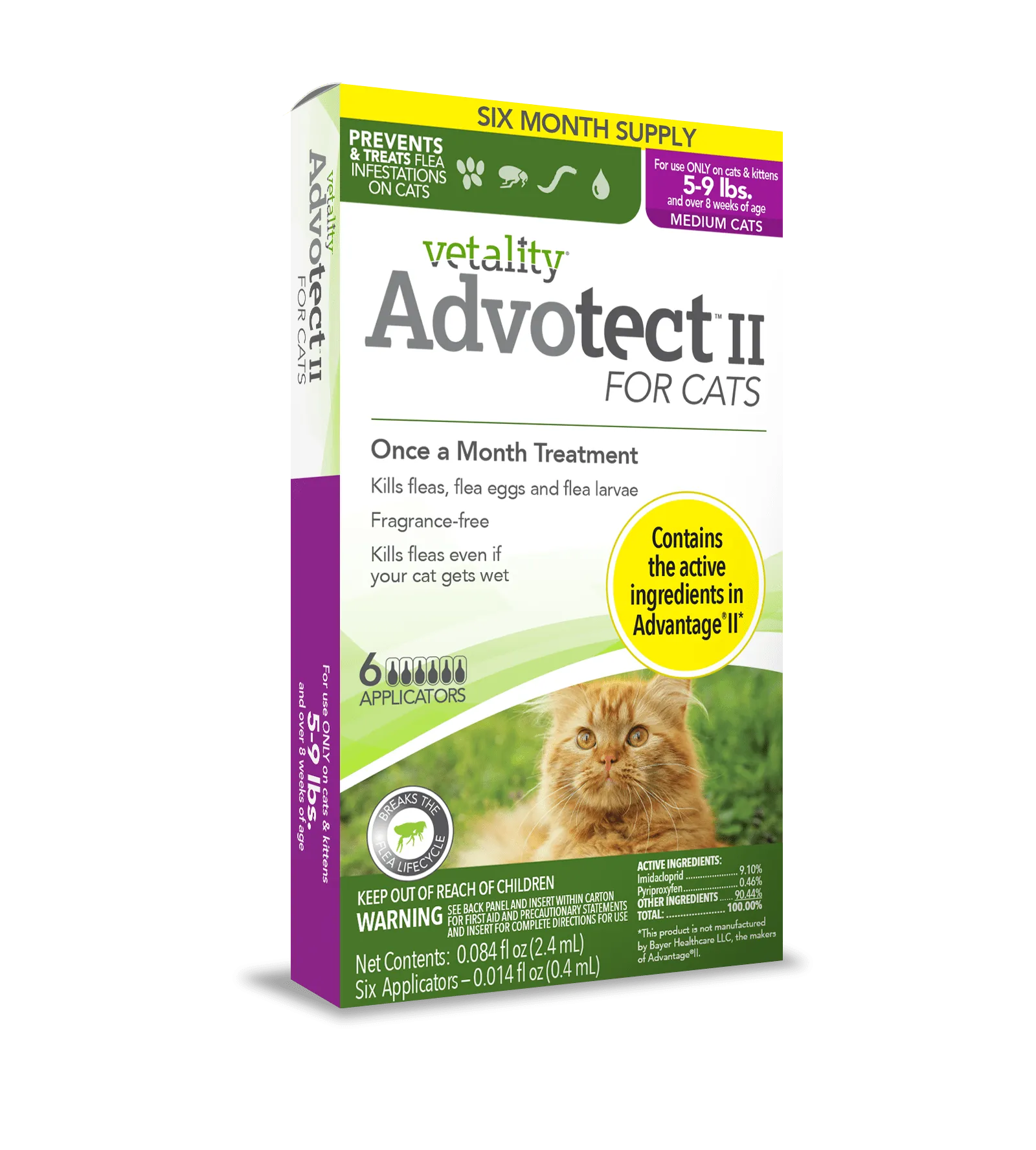 Vetality Advotect II Monthly Topical Flea and Tick Treatment for Medium Cats