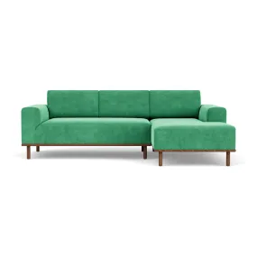 Vilmar Fabric Right Chaise Sofa (Walnut Natural, Grass Green)