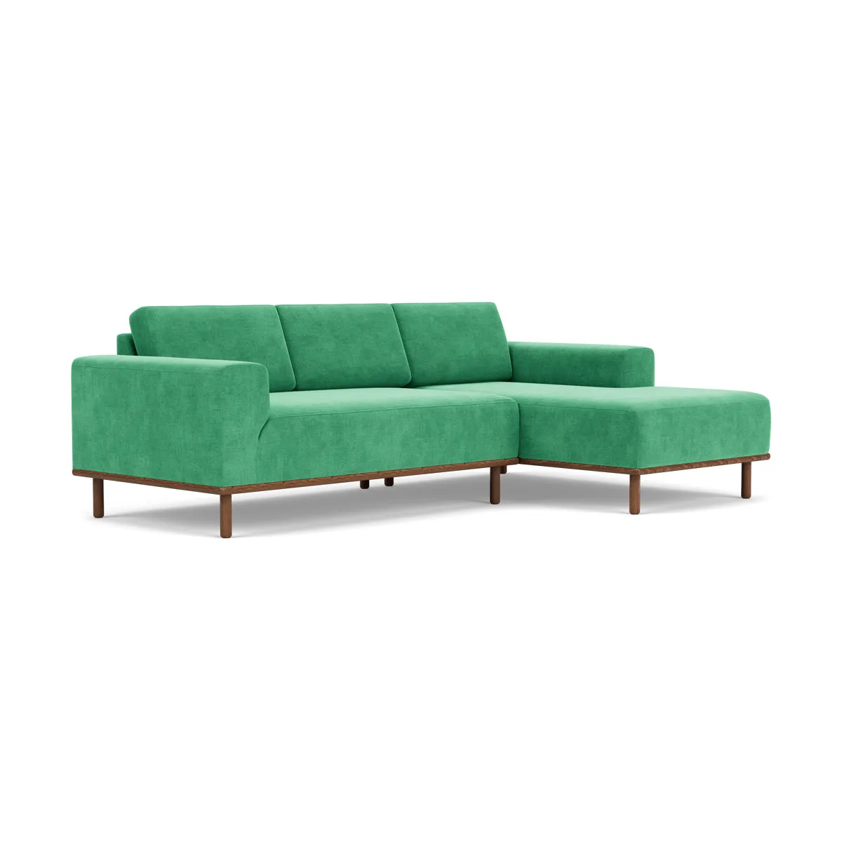 Vilmar Fabric Right Chaise Sofa (Walnut Natural, Grass Green)