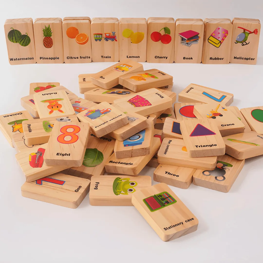 Wooden Dominoes Puzzle Learning Toy