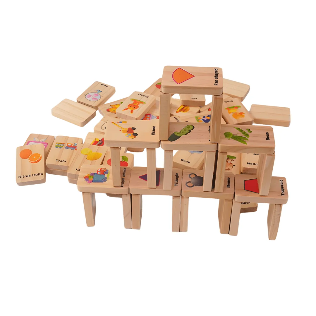 Wooden Dominoes Puzzle Learning Toy