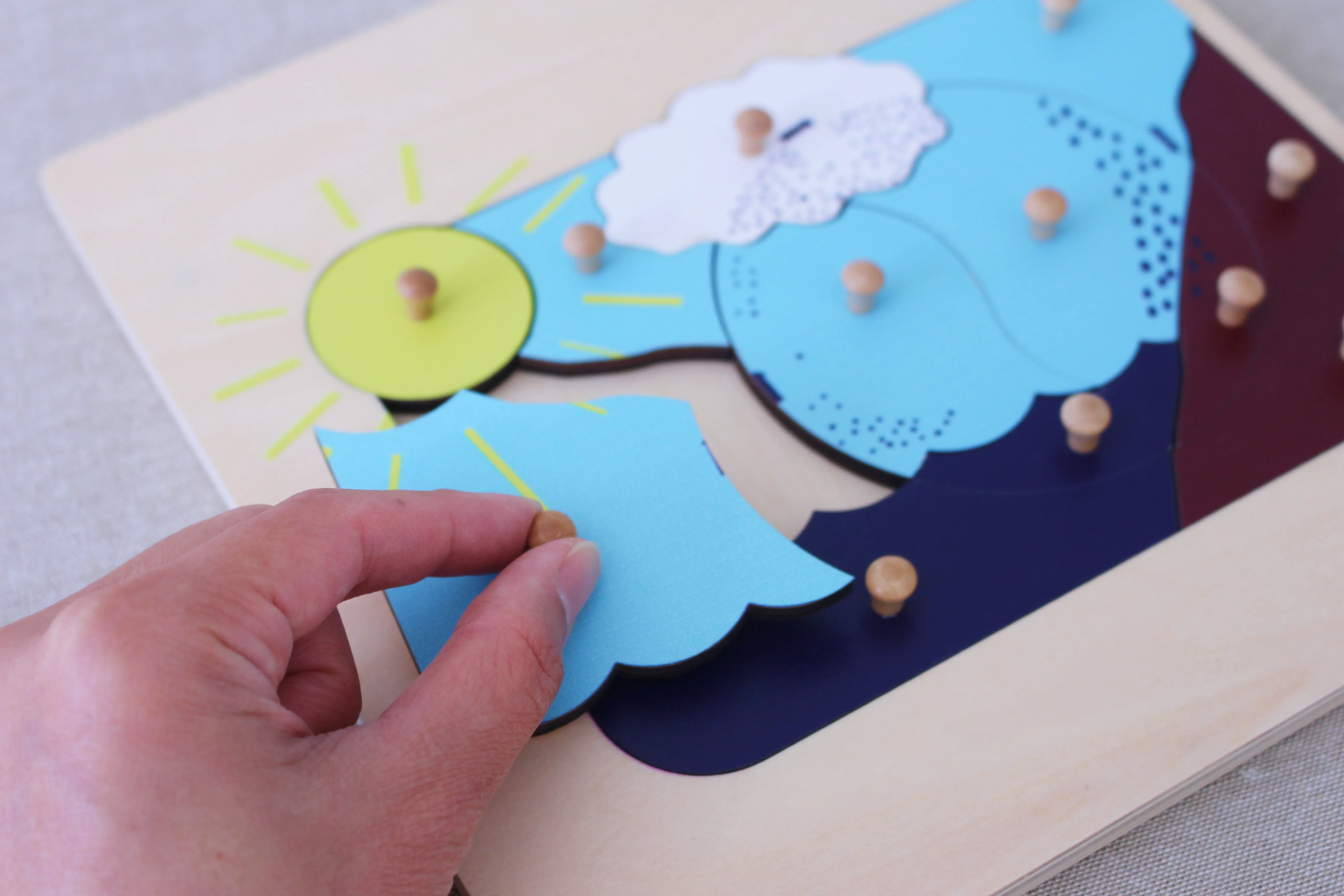 Wooden Knobbed Puzzle - Water Cycle