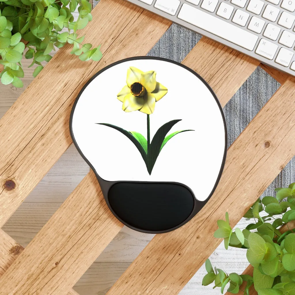 Yellow Flower Mouse Pad With Wrist Rest