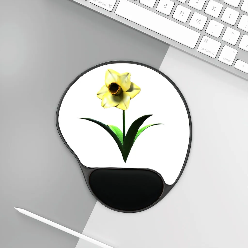 Yellow Flower Mouse Pad With Wrist Rest