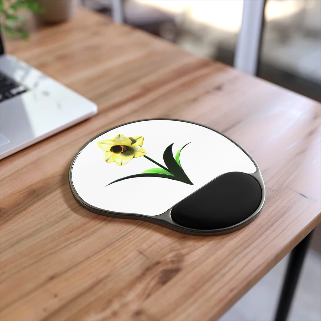 Yellow Flower Mouse Pad With Wrist Rest